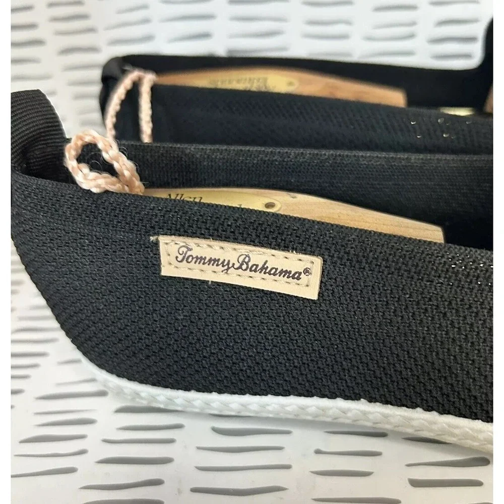 Tommy Bahama Womens Black Knit Slip On Espadrille Sneakers 7.5 Minimalist Travel